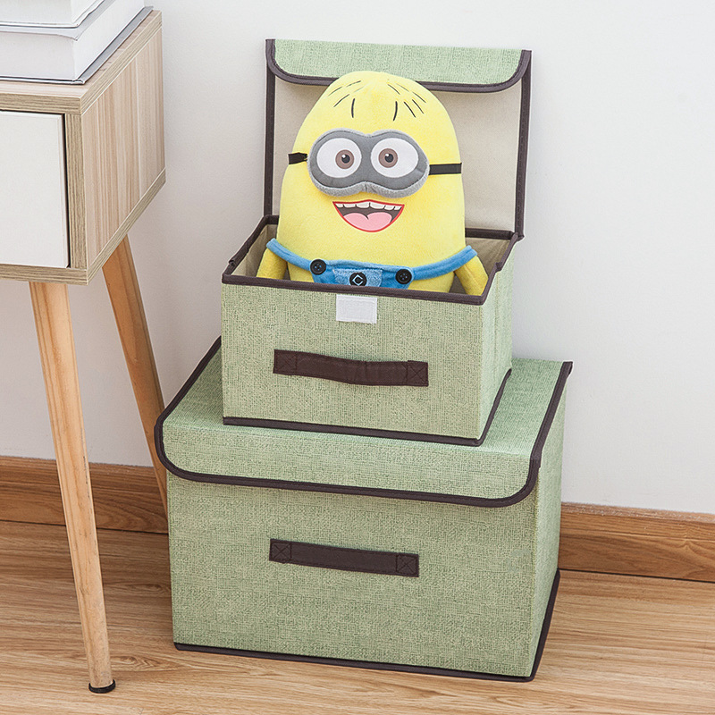 Fabric foldable clothes dust-proof storage box, miscellaneous toys storage box, wardrobe organizing storage box, large size with lid Application Scenario