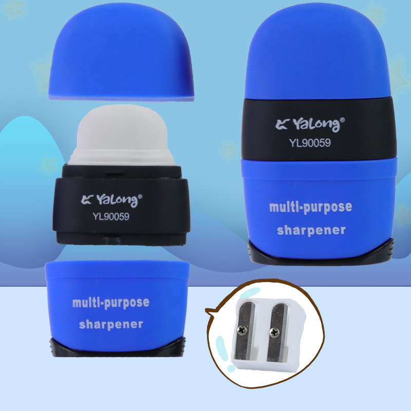 Direct sales and customization from the manufacturer of cross-border double-hole plastic pencil sharpeners, square pencil sharpeners, and silicone protective cases details Picture