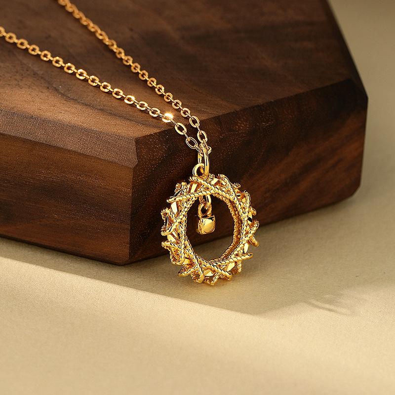 Fashion Dream Weaving Network Mobius pendant Sand Gold Necklace Set Chain Light Luxury Exquisite copper gold-plated jewelry wholesale Totem Specification drawing