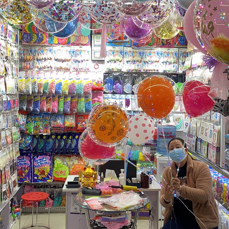 LED cartoon illuminated transparent balloon ground promotion night market Hot sale, night light Internet celebrity bubble ball with light, hot product direct sales Specification image