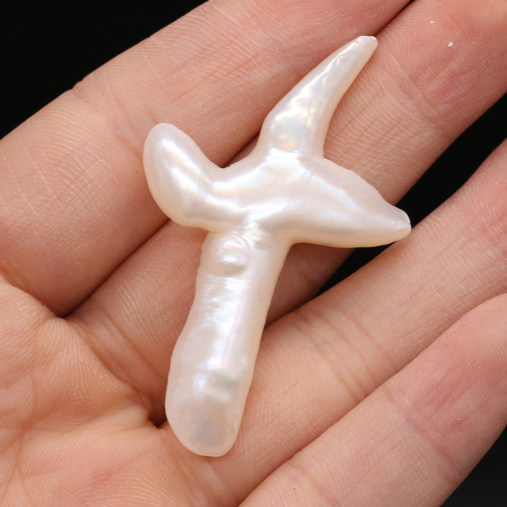 Natural Baroque irregular-shaped cross-shaped pearl DIY jewelry accessories, handcrafted jewelry necklaces, wholesale and production Specification image
