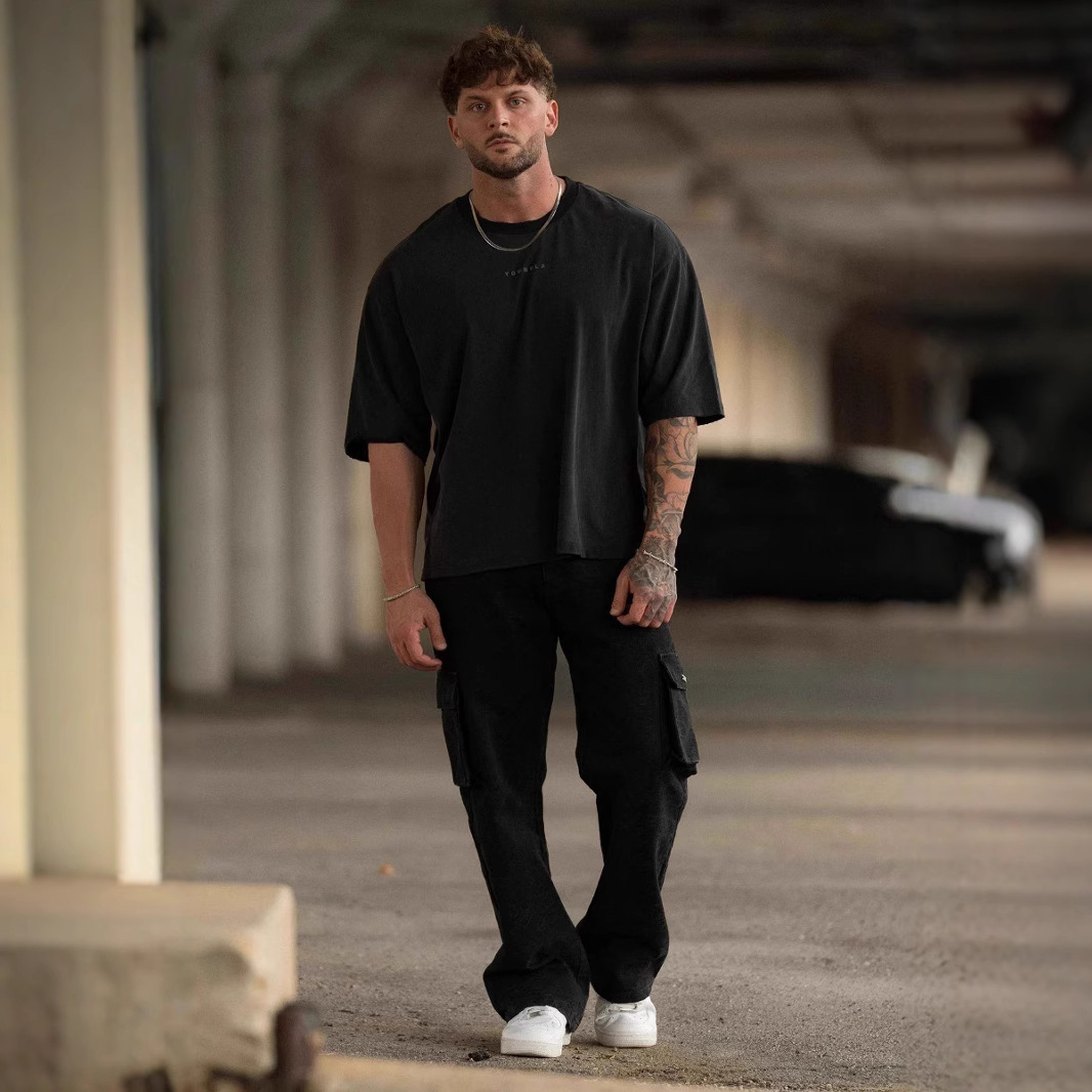 YOUNGLA's new American men's T-shirt is a casual and loose trendy brand for summer men's wear, featuring printed cotton short-sleeved sports T-shirts Application Scenario