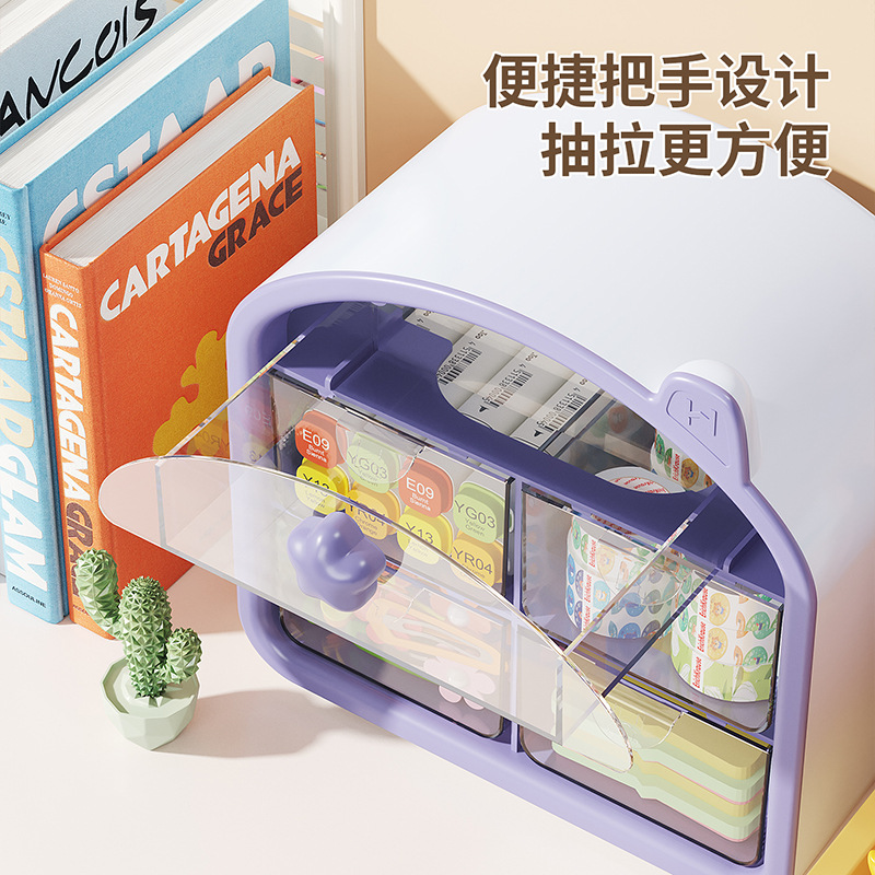 Desktop multi-functional drawer-type storage box, student dormitory cosmetics and stationery large-capacity organization box, dust-proof box Specification image