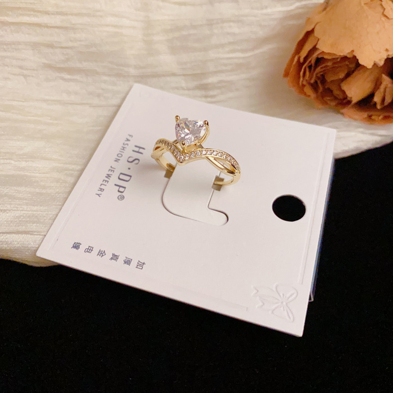 Summer's new fashionable full-diamond heart-shaped open-mouth ring for women, with a unique and versatile design sense, is available for wholesale details Picture