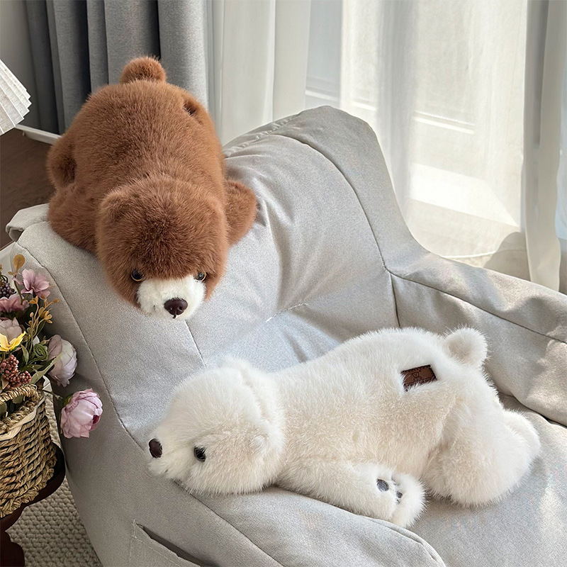 Cross-border simulation polar bear plush toys, sleeping long throw pillows, sofa cushions, 80cm single-cut machine dolls wholesale details Picture