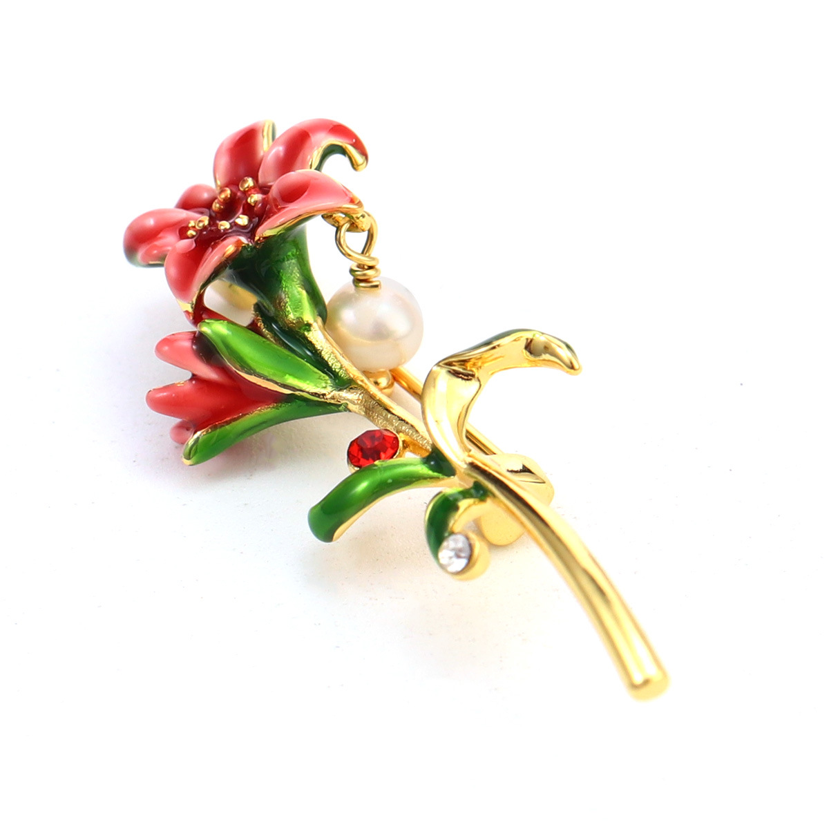 Retro and simple floral painting, oil-dripping long brooch, pearl coat, anti-glare sweater, cardigan button accessory Item Picture