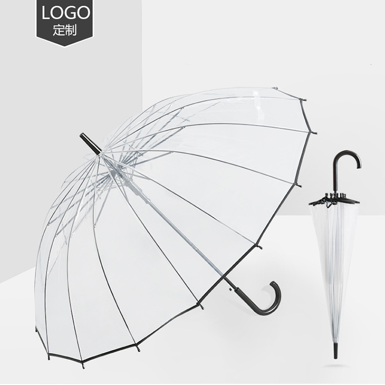 16-bone and 8-bone large umbrellas, double-person straight pole transparent umbrellas, high-strength thickened fabric transparent umbrellas Specification image
