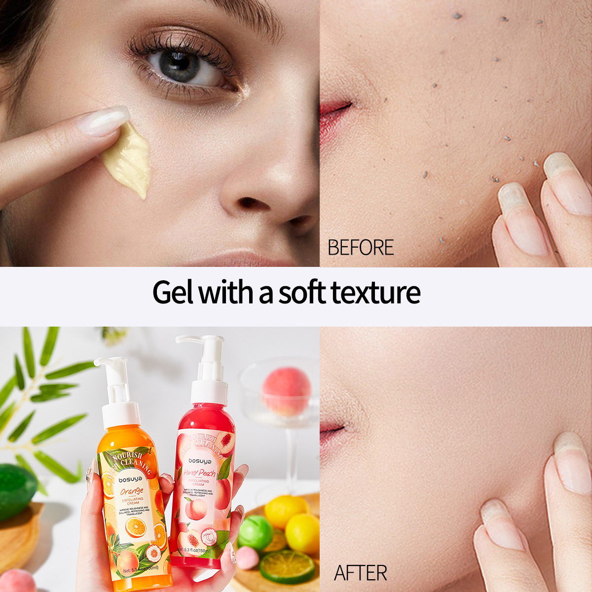 【 Cross-border Exclusive 】Bosuya Exfoliating Cream with Fruit Flavor for Body Cleansing, Moisturizing and hydrating Wholesale details Picture