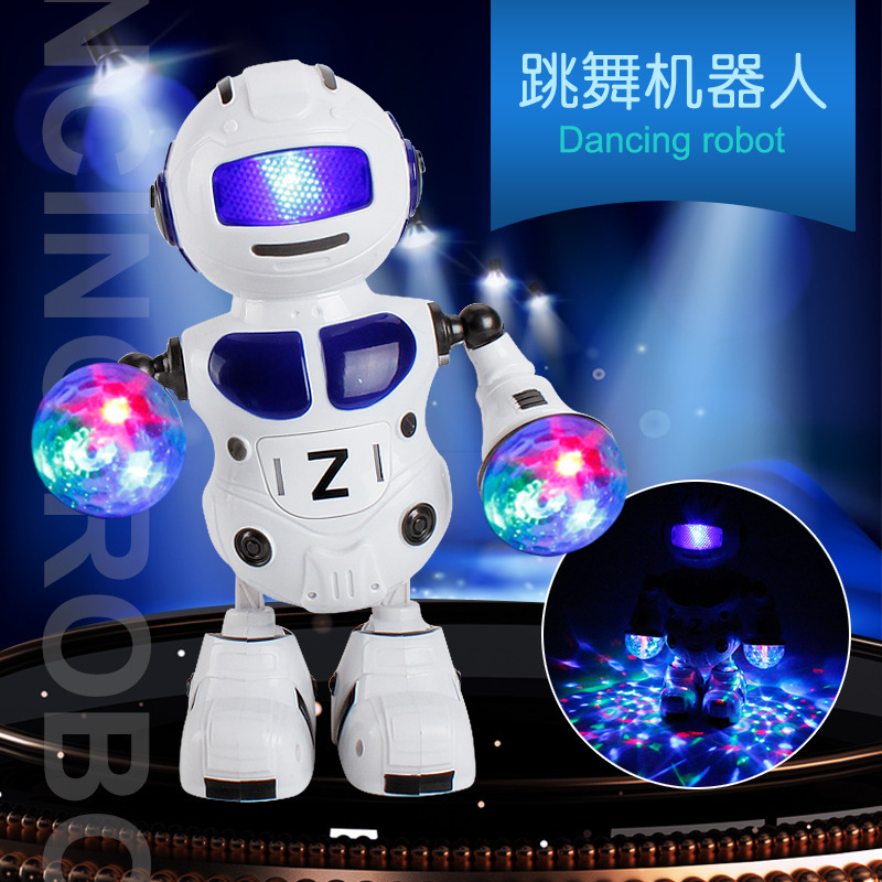 激光手跳舞机器人电动跳舞打鼓机器人益智创意儿童灯光音乐玩具欢乐小鼓手机器人彩盒包装电池款