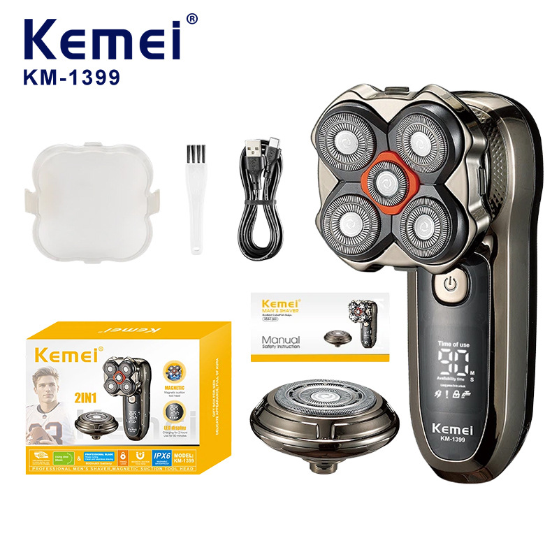Kemei科美电动剃须刀男士光头神器KM-1399刮胡刀电动超干净IPX6
