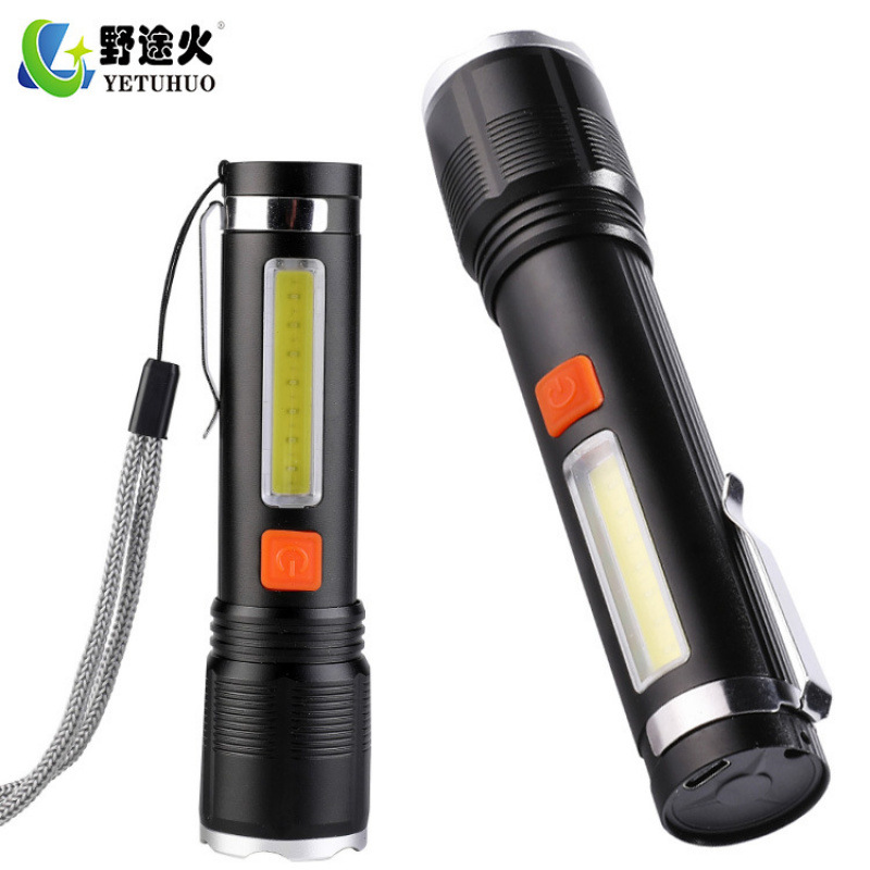 New P50 Aluminum Alloy Cob Side Light Warning Work Light, Strong Light Outdoor Searchlight Usbled Pen Holder Flashlight Item Picture