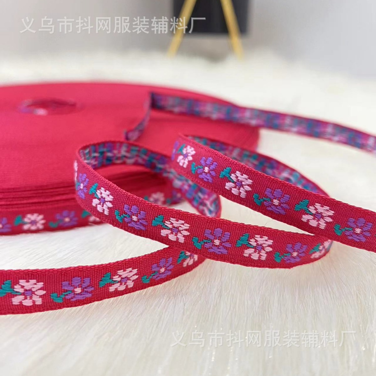 0.8cm jacquard embroidery DIY bow webbing Hanfu performance costume accessories gift box packaging tape Specification image