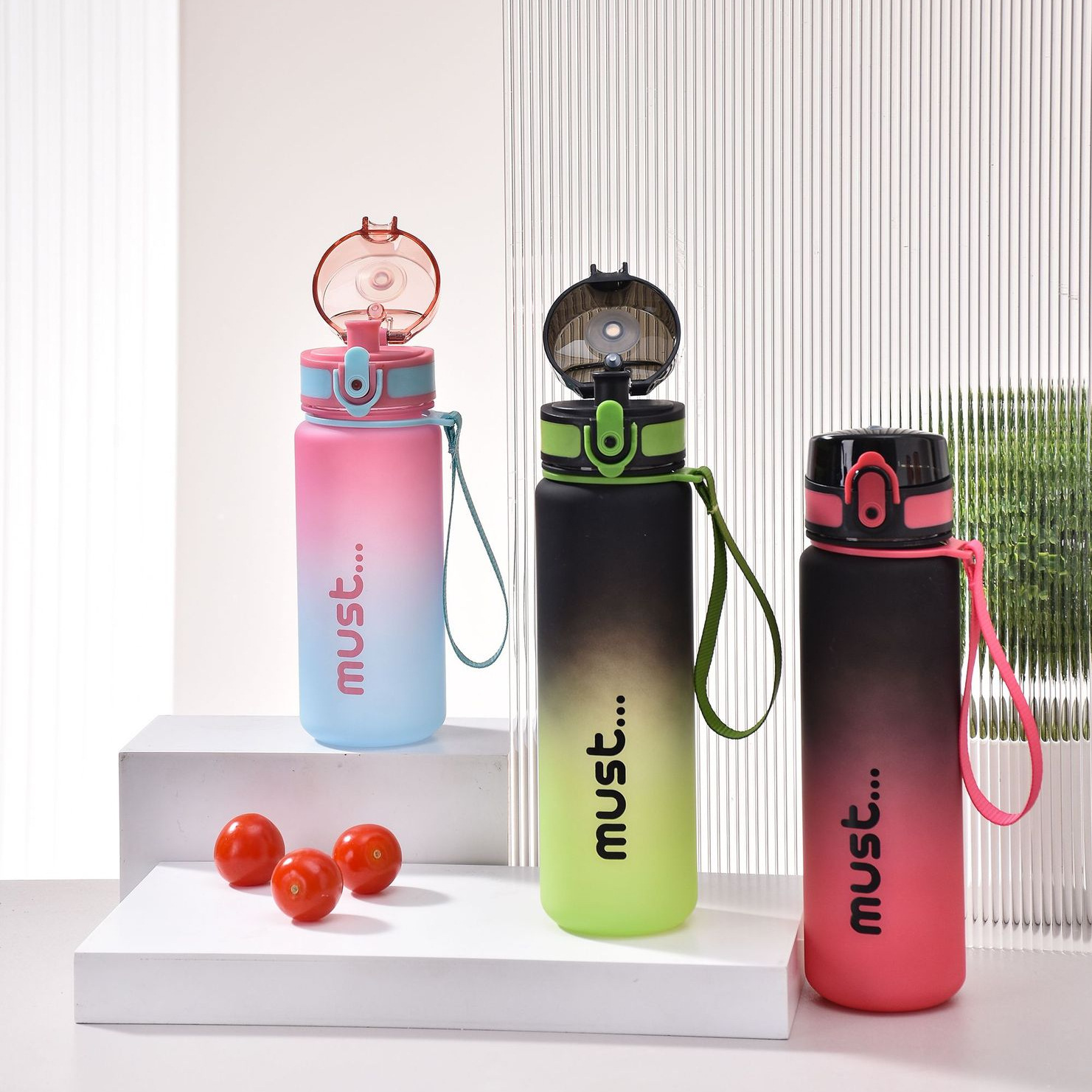 Custom wow gradient scrub plástico taza de agua para mujeres alta apariencia horizontal deporte kettle 2025 nuevo pc rebote tazas details Picture