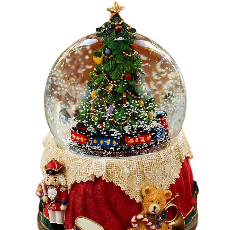 Customized light luxury music box, luminous crystal ball ornament, living room wine cabinet, Christmas tree, snowman, Christmas luminous decoration Item Picture