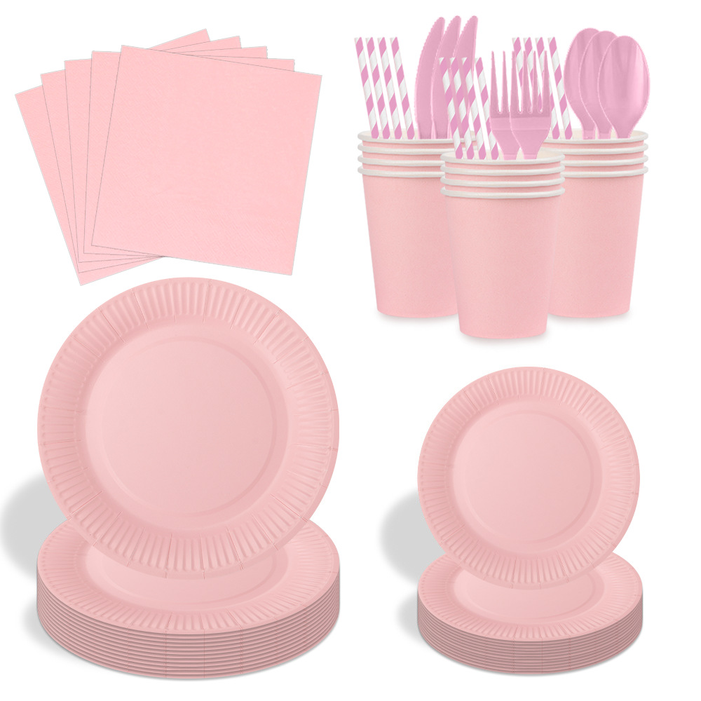 一次性餐具/一次性点心盘/环保一次性餐具/一次性餐具套装/纸杯纸盘白底实物图