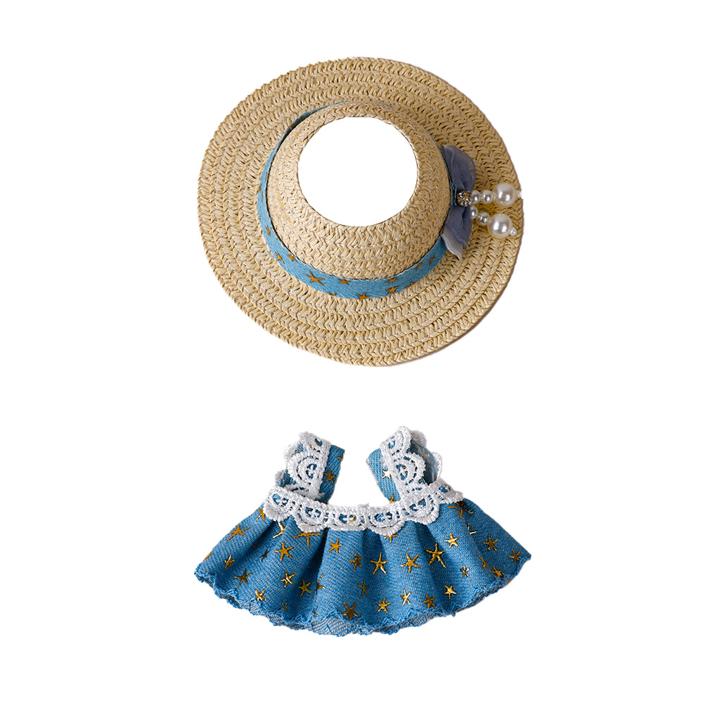 Labrador straw hat, skirt, children's clothing set, 17cm first, second and third generation lab bu, carrier skirt, clothing and accessories Item Picture