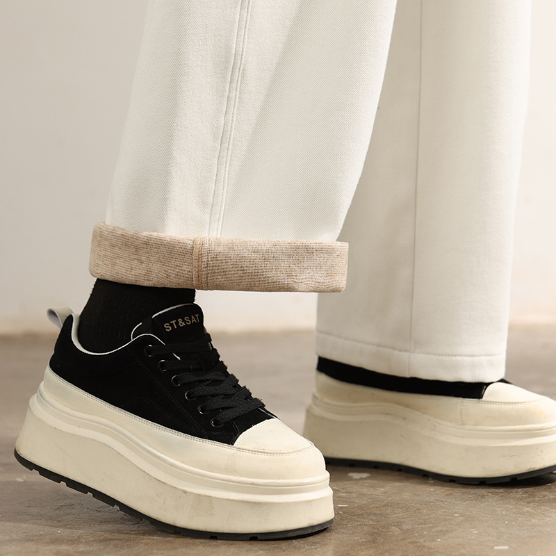 Factory direct sales of new winter fleece and thickened white jeans for women, loose, casual, wide-leg, laid-back style sickle pants Specification image