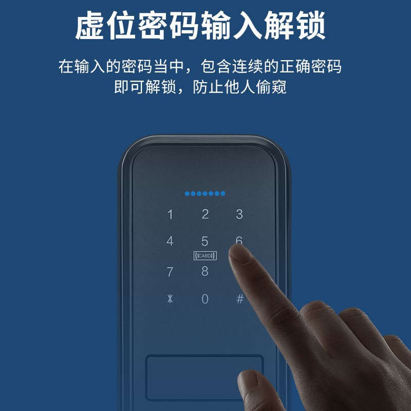 Black fingerprint smart lock with digital keyboard, circular sensing ring and door handle details Picture