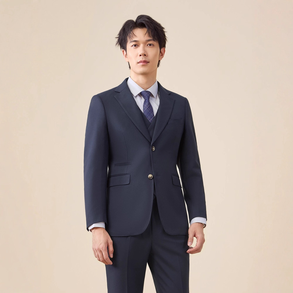 Tian Si Acetic Acid high-end navy blue suit set for men