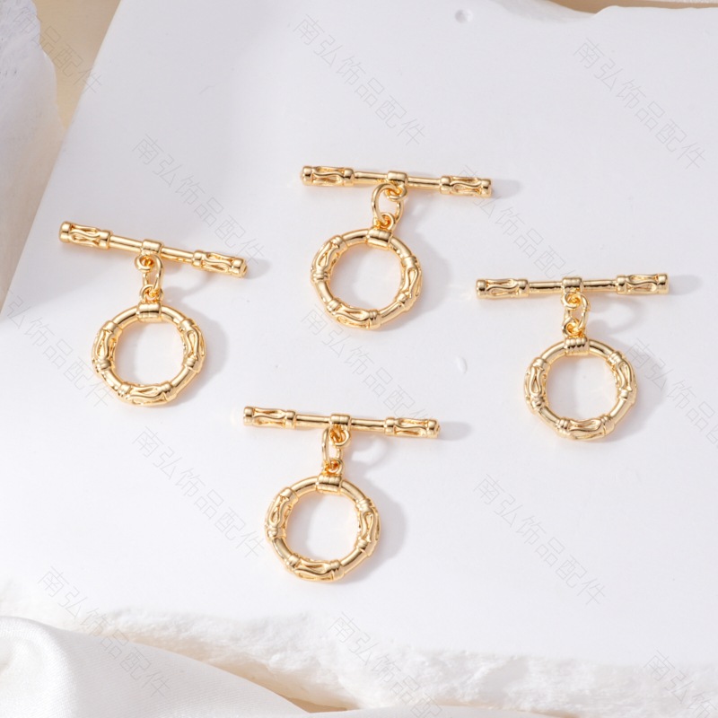 18K real gold color-preserving electroplated circular ot buckle, diy jewelry accessories, necklace, bracelet, chain connection buckle, end buckle details Picture