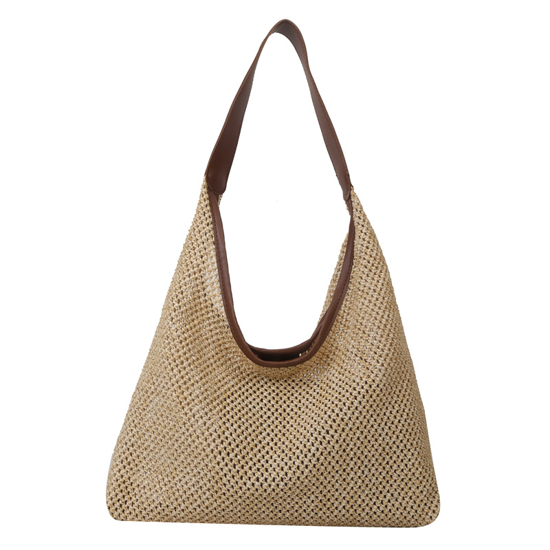 Cross-Border Straw Weaving Bag, Summer Fresh Hand-Woven Women's Bag, Artistic Straw Weaving Bag, Handbag, Simple And Fashionable Women's Shoulder Bag, Straw Weaving Bag Item Picture
