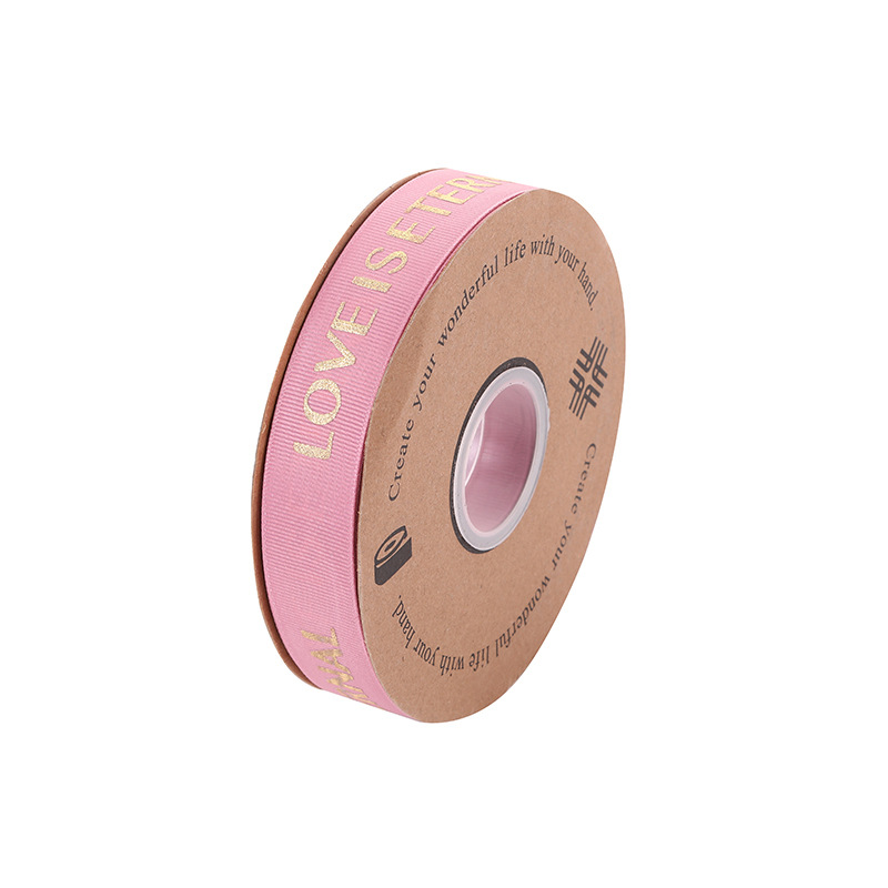Customized gold-embossed English decorative ribbed ribbons, floral art, fruit packaging ties, wedding candy boxes and ribbons from the manufacturer Item Picture
