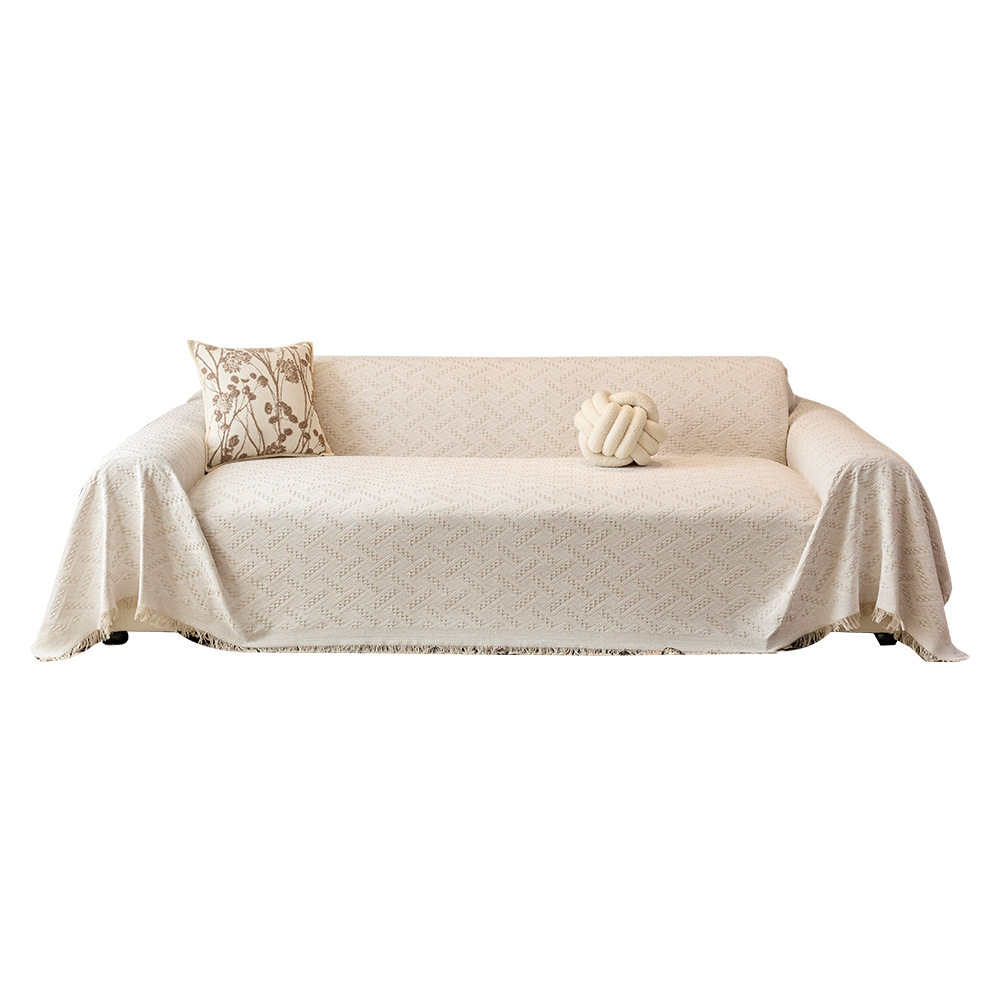 T-grid cotton yarn sofa cover fabric, all-season universal sofa cover, new multi-functional sofa full cover, thickened sofa towel Item Picture