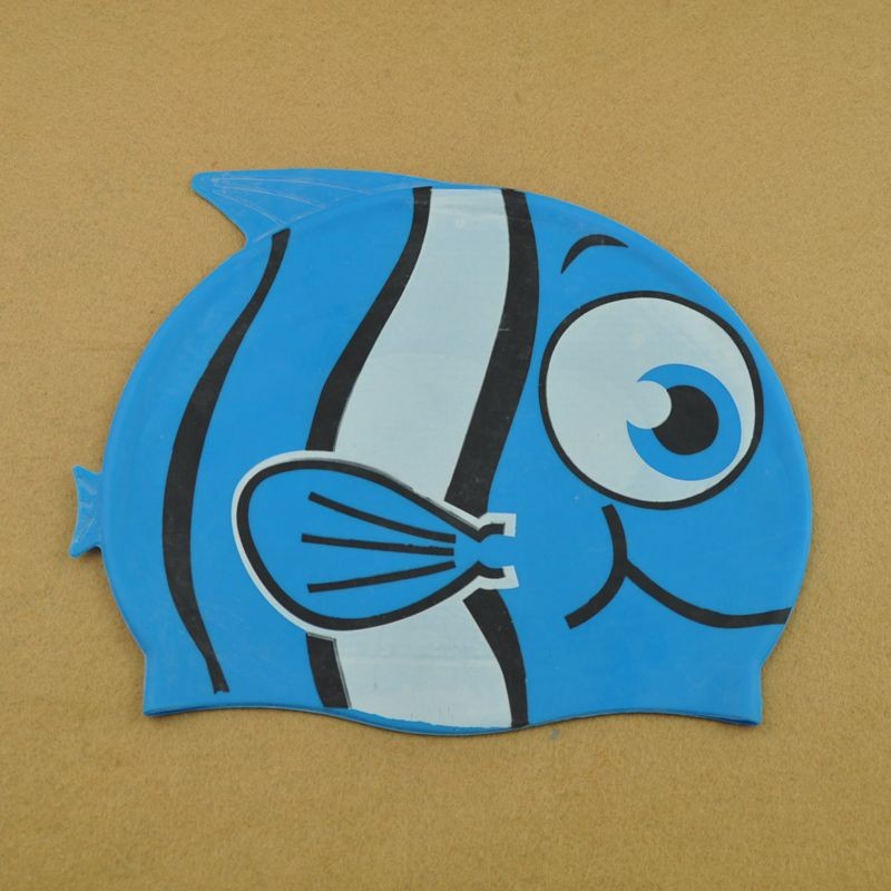 Cross-camera super cute children's cartoon swimming caps/fish-shaped swimming caps /100% silicone swimming caps with multiple styles of blue bubble fish Application Scenario