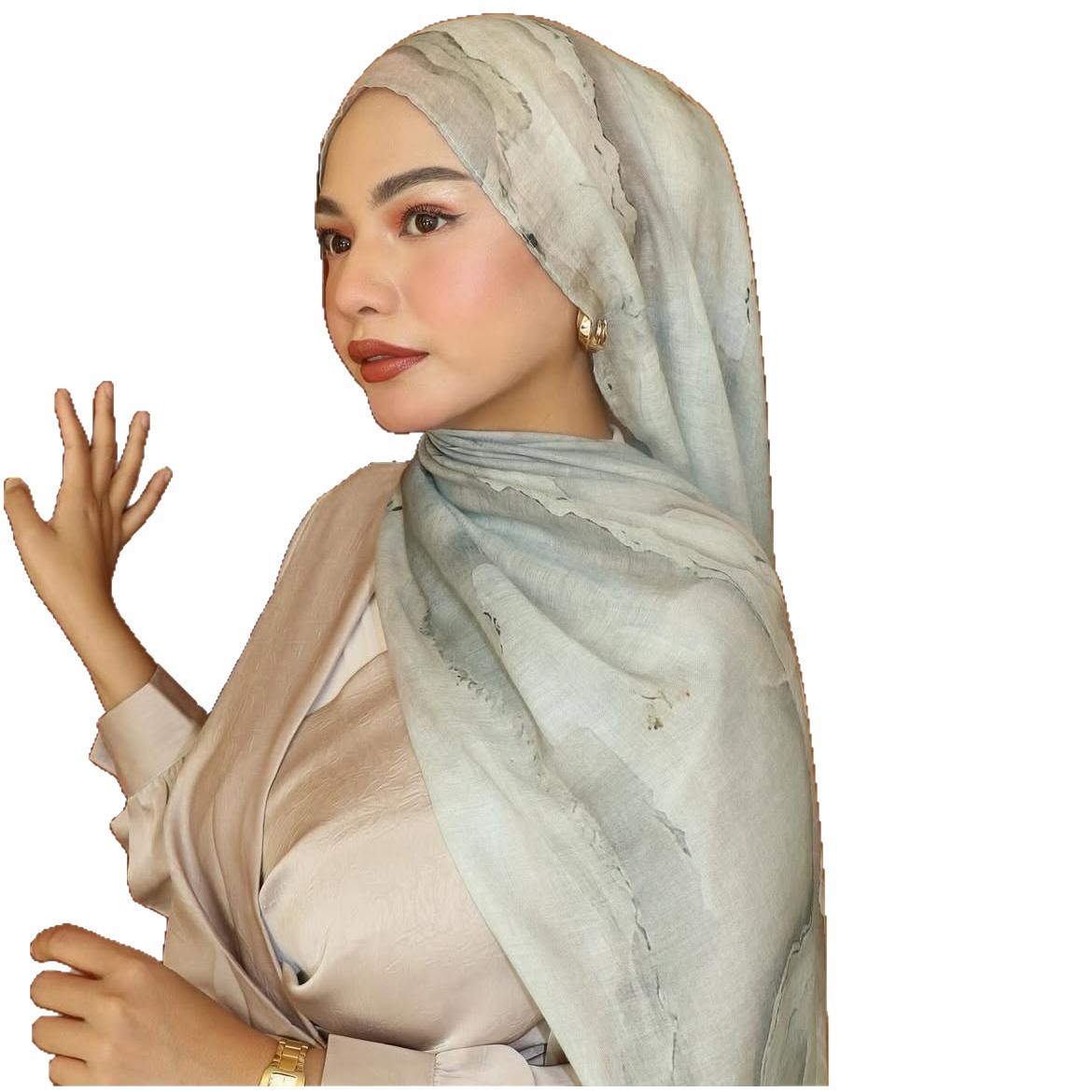 Hot-selling watercolor tie-dyed cotton scarf, Arabian modal cotton, Turkish Middle East headscarf, Internet celebrity style Item Picture