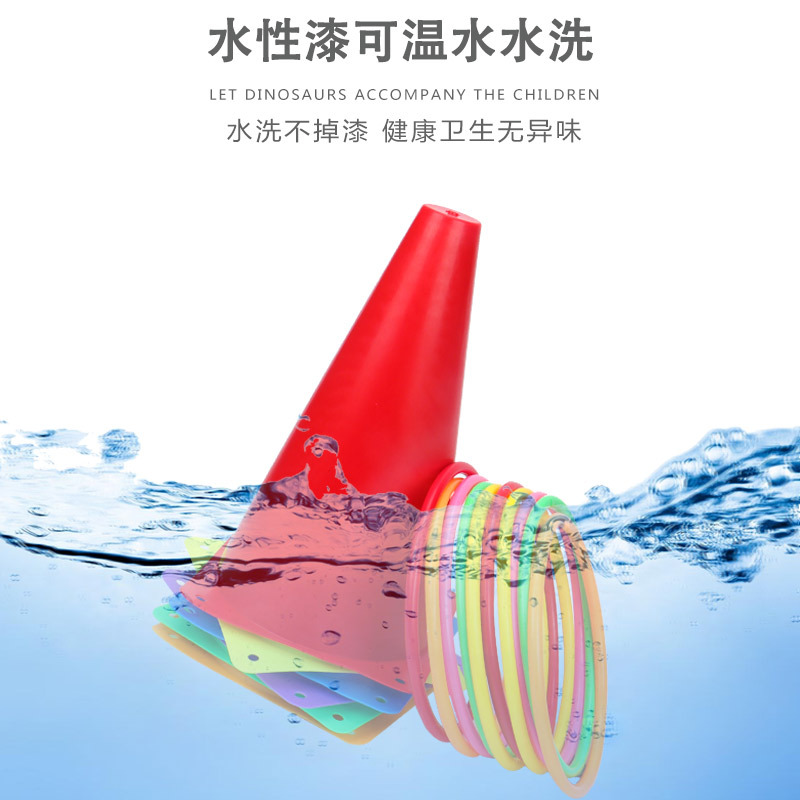 The Obstacle Bucket Ring Toss game set, which includes 6 colorful obstacle buckets and 10 colorful rings with net bags, is a popular children's educational toy at street stalls details Picture