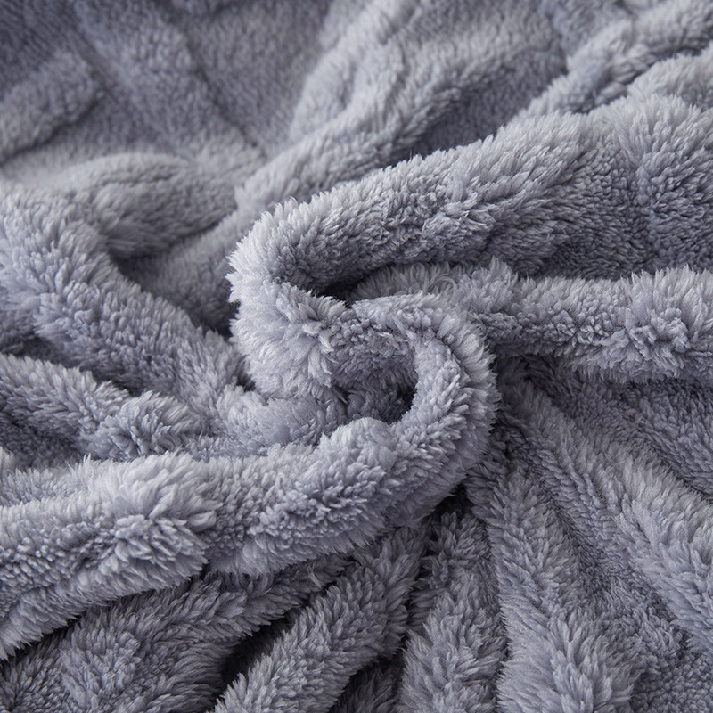 纯色亲肤毛毯塔芙绒毛毯双面提花绒毯沙发毯菱形格午睡毯珊瑚绒毯细节图