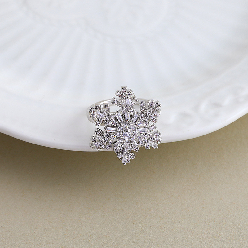 雪花戒指可旋转轻奢水晶夸张小众时尚气质个性开口食指戒女日韩产品图