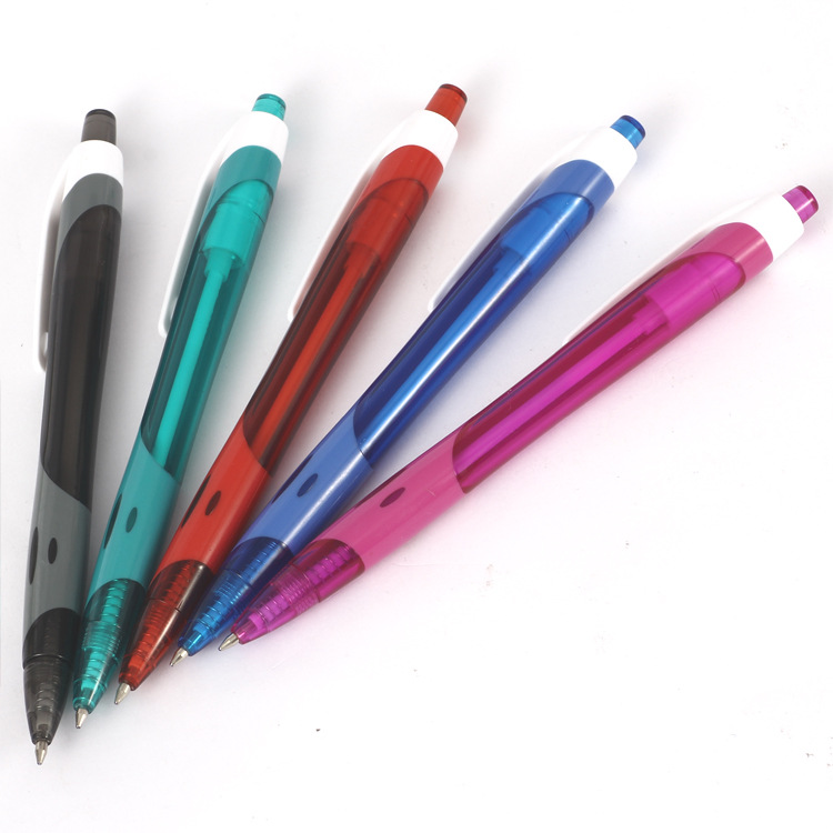Tianfeng Dual-color five-ring plastic Ballpoint Pen with transparent color and no rubber sleeve 5330, foreign trade version Ballpoint pen details Picture