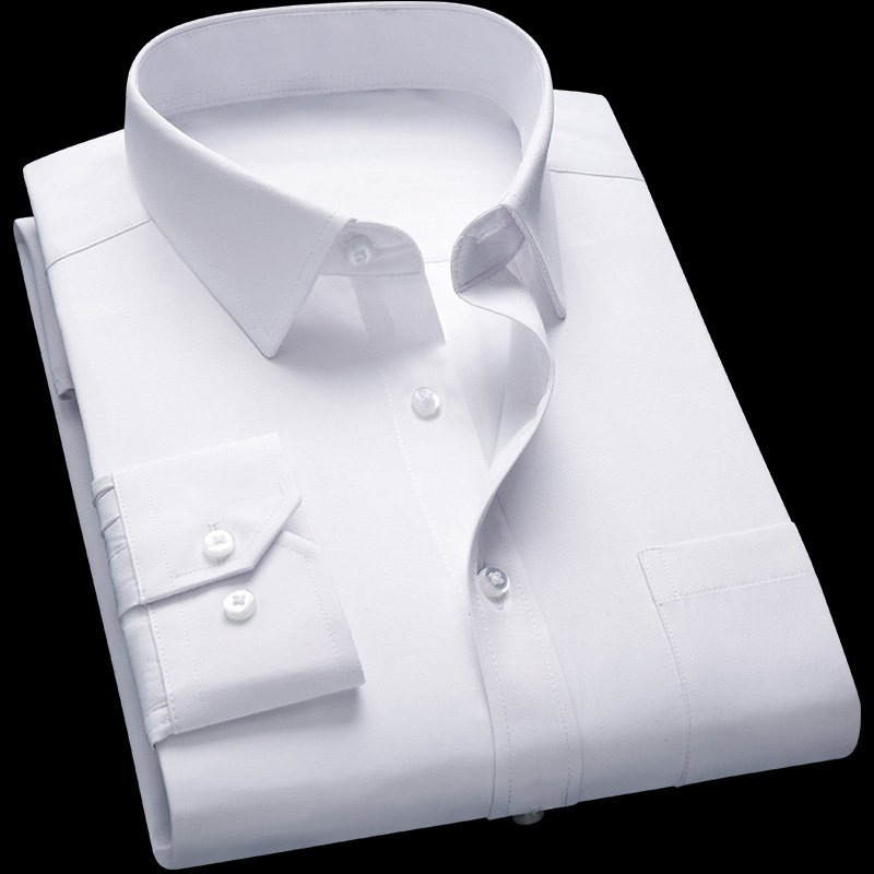 White shirt for men, long-sleeved solid color men's shirt, loose and no-iron Korean-style business black thin Korean-style cotton inch shirt Application Scenario