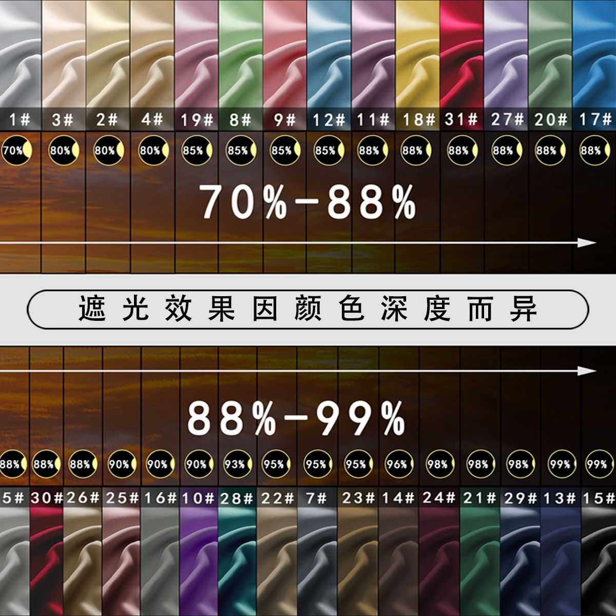 博杰日用品黑色遮光窗帘加厚窗帘居家客厅卧室适用白底实物图
