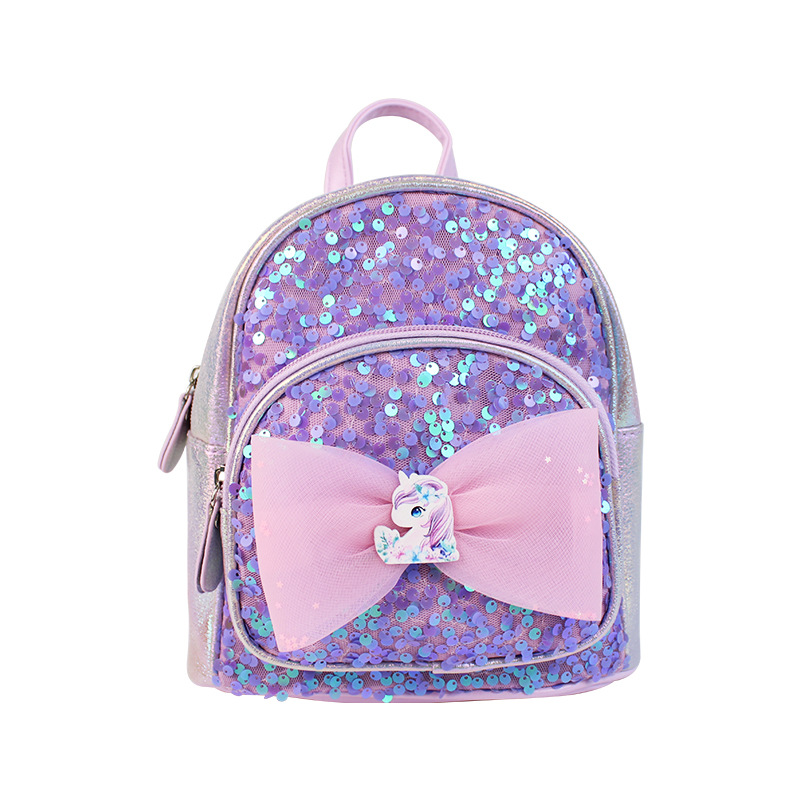New sequined children's backpack, cute backpack, fashionable and individual, trendy bow, travel snacks, school small schoolbag Item Picture