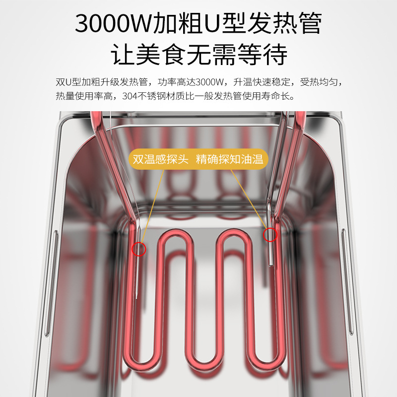 Automatic lifting electric fryer, commercial single-cylinder large-capacity deep fryer, French fries, fried chicken, temperature-controlled deep fryer Specification image