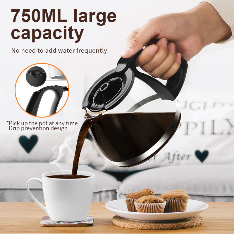 Cross-border American-standard coffee machine, automatic 110v drip coffee machine, American-style milk tea machine, coffee pot details Picture