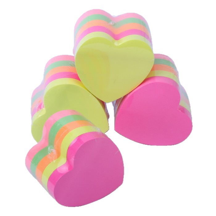 【 Factory Supply 】 500-page creative paper brick note-taking stickers in irregular-shaped fluorescent color for N times, made of irregular-shaped hearts