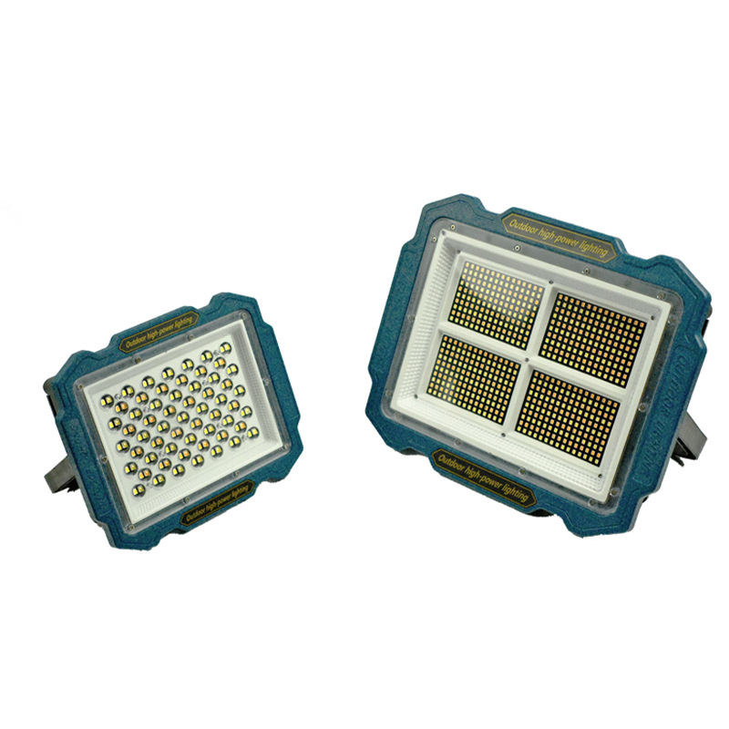 跨境三块太阳能板LED户外照明投光灯大容量长续航带挂钩工作灯细节图