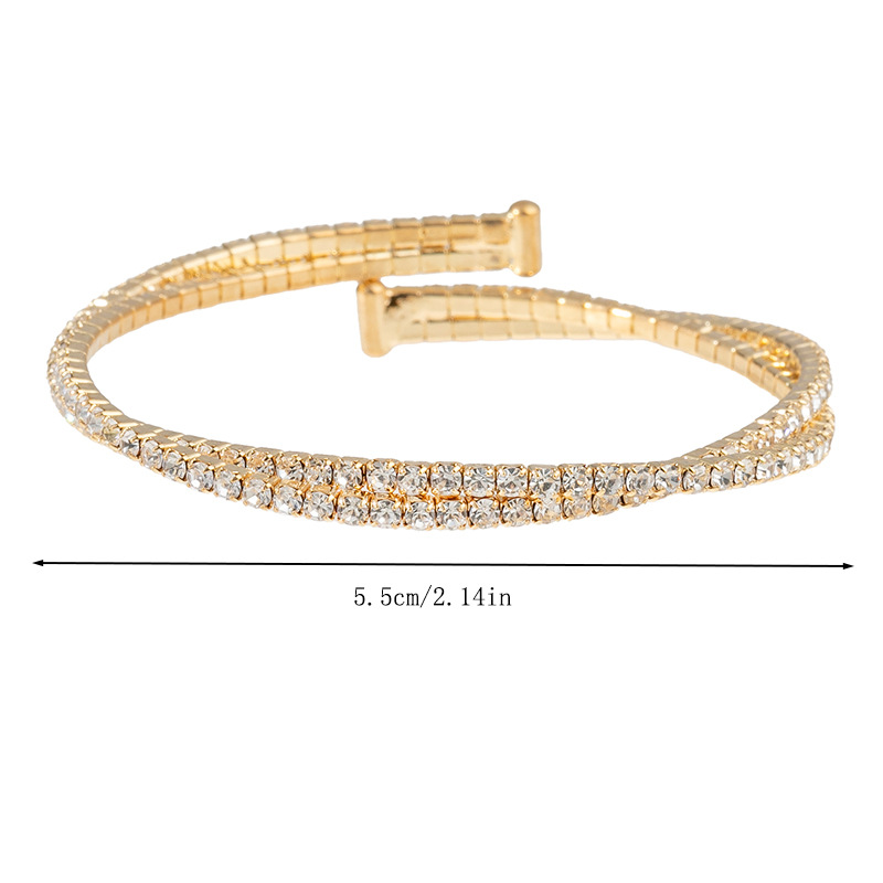 Factory wholesale claw chain bracelet, 2-row crossed twisted knot steel wire elastic water diamond open bracelet, simple and versatile jewelry for women Specification image