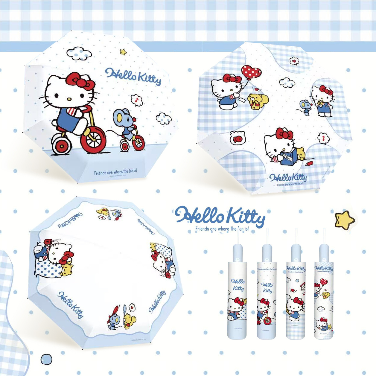 Hello Kitty Cartoon long-handled Umbrella 24 Bone Tin Custom Umbrella Gift