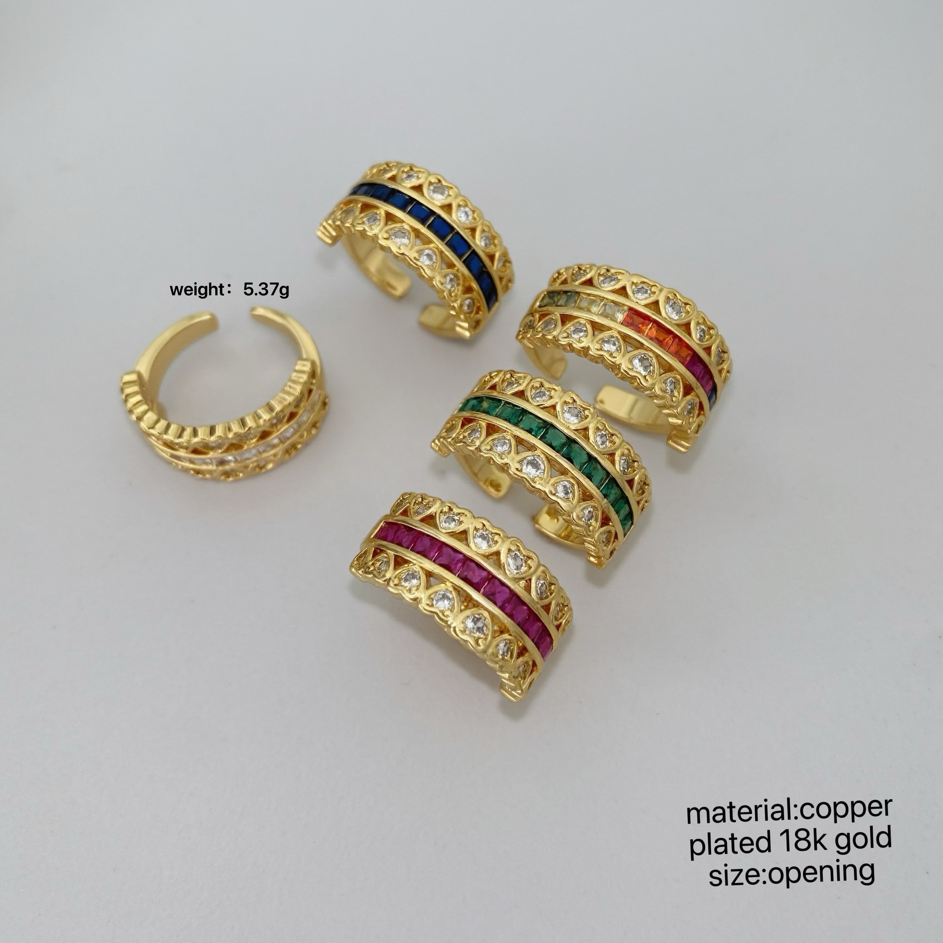 New Year ~ vintage diamond-lined heart ring, French retro, high-end, light luxury autumn and winter ring Specification drawing