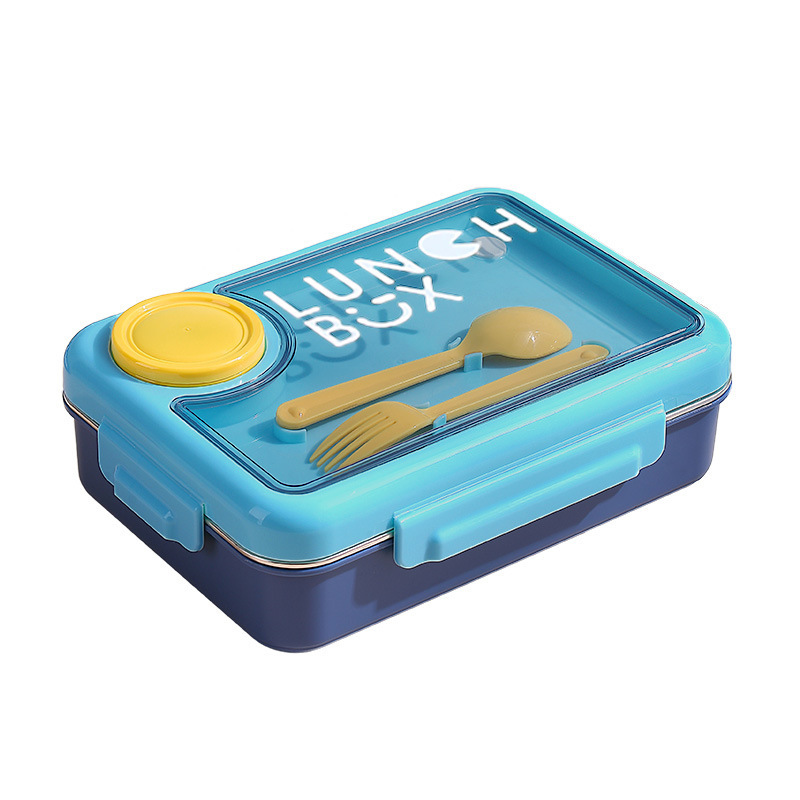 A food-grade stainless steel lunch box for students and office workers, with sealed compartments and a PP sauce cup Item Picture