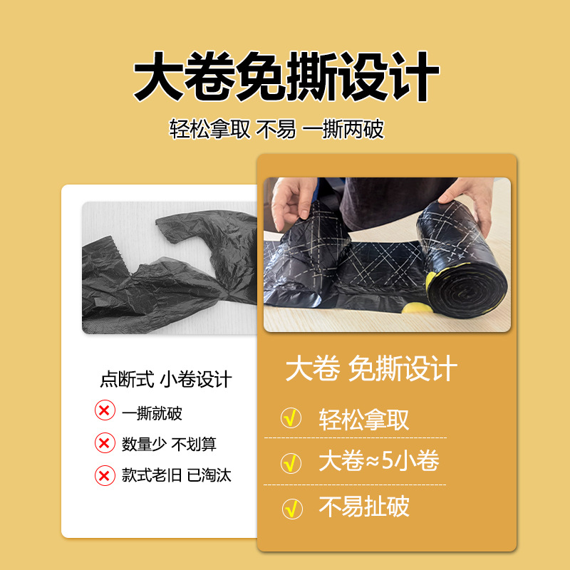 Wholesale manufacturer of tear-free, cute printed thickened extra thick drawstring garbage bags for household black kitchen hand-held use Application Scenario