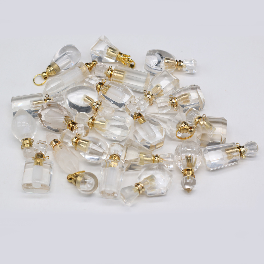 Exquisite natural semi-precious stone perfume bottles, white crystal, various shapes, DIY accessories, fashionable and exquisite wholesale production Item Picture