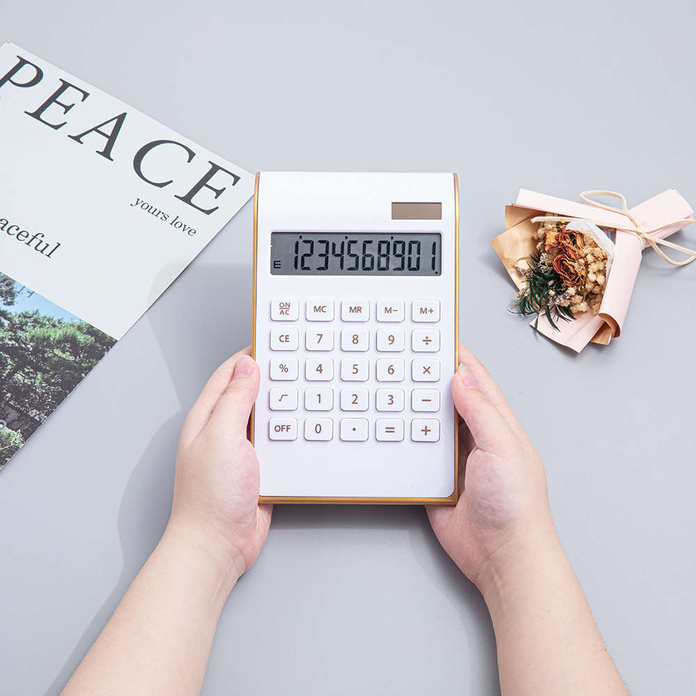 Customizable logo 12-digit dual-power solar gift desktop, student finance office, fashionable calculator manufacturer Application Scenario