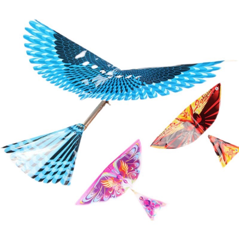 Children's outdoor rubber band, Lu Ban Bird, airplane flapping wing assembly, flying, spinning, hand-tossed simulation bird toy Specification image