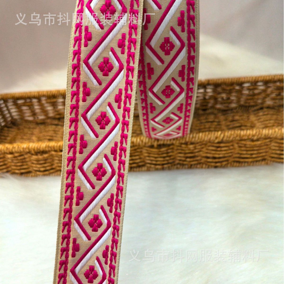 3.8cm diamond-shaped ethnic style jacquard embroidery webbing gift box packaging tape performance costume accessories Specification image