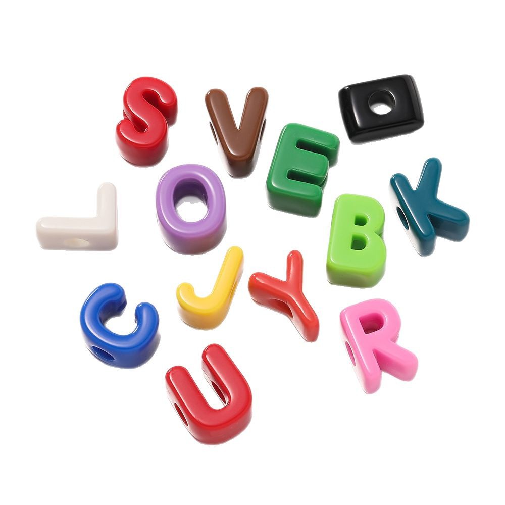 10 Acrylic Large-Hole Letter Beads, Cross-Border Colored English Beads, Letter Bead Bracelet Accessories, Diy Beaded Jewelry Item Picture